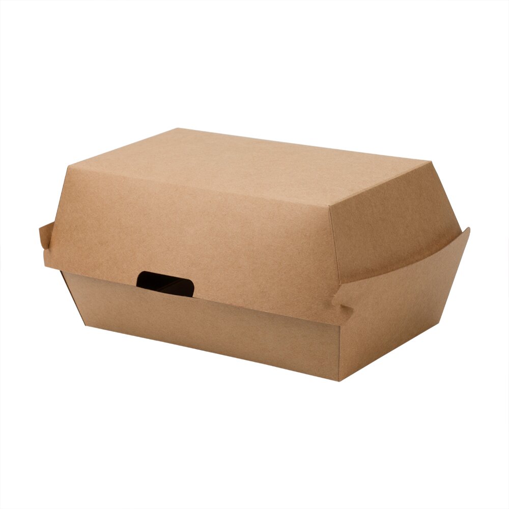 Restaurantware Bio Tek Rectangle Kraft Paper Hot Dog/Sandwich Clamshell Container 6 3/4" X 3 1/2" X 3 1/2" 100 Count Box